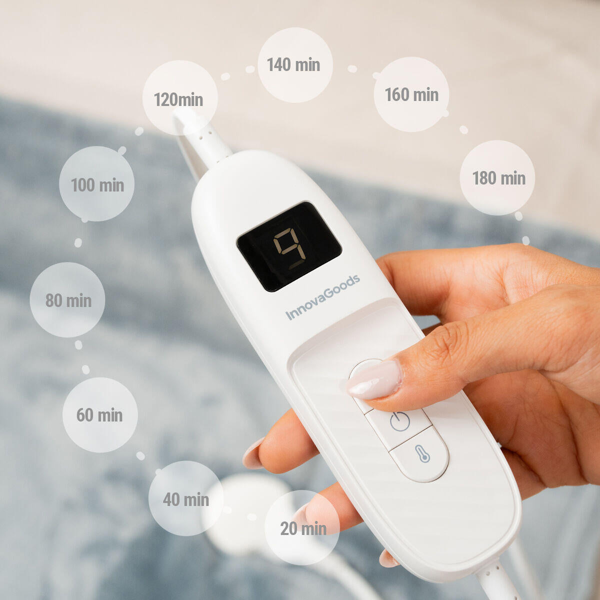 Manta Eléctrica Heklet Blanco Gris 130 x 180 cm 160 W